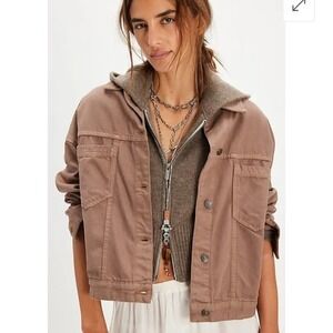 NWT We The Free Opal Swing Denim Jacket Dusted Cocoa Medium Cottagecore Luxury